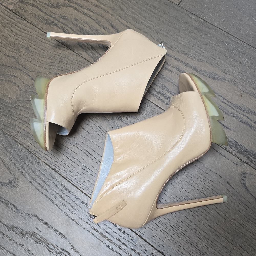 Camilla Skovgaard Open Toe Saw Tooth Platform Peep Toe Bootie in Nude - Picture 9 of 12